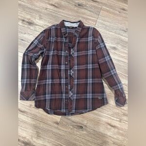 Outpost Makers Men’s Plaid Flannel Button Down Shirt XL Brown Gray